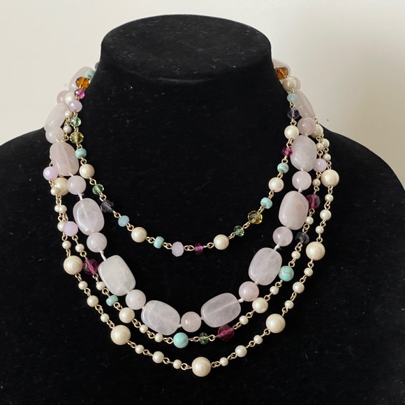 Carolee Jewelry - Carolee quartz, faux pearls, Crystal beads necklace